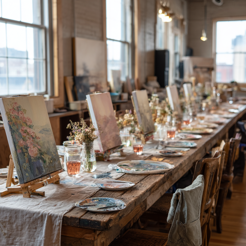 Paint-and-Sip Mini-Canvas Bridal Shower Activity